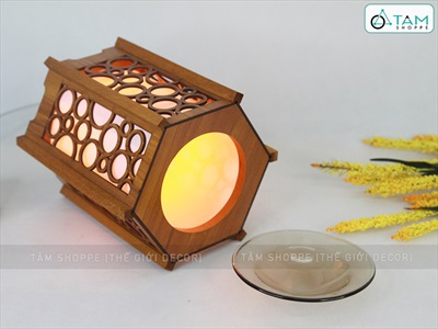 Đèn xông tinh dầu gỗ bong bóng tròn [Tặng bóng đèn] DXTDD-M0285