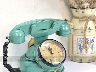Đồng hồ để bàn mô hình điện thoại cổ điển phong cách biển [Kim loại - tặng Pin] DONGHO-04