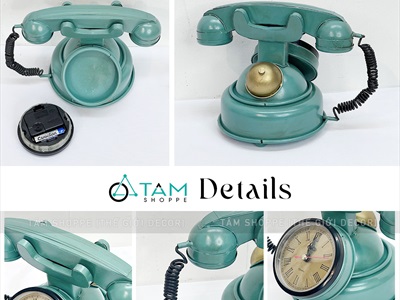 Đồng hồ để bàn mô hình điện thoại cổ điển phong cách biển [Kim loại - tặng Pin] DONGHO-04