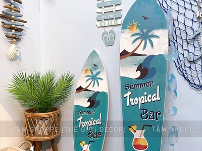 Ván lướt sóng trang trí chủ đề Tropical bar cao 90-120cm [In sắc nét - 2 kiểu dáng] VLS-05