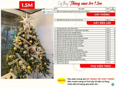 Cây thông Noel PE phụ kiện nan tre 1m5 [2024 - Tâm Nguyễn Decor] CTHTTS-X-2403