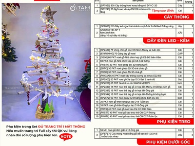 Cây thông Noel củi xoay hào quang 1m2 [2024 - Tâm Nguyễn Decor] CTHTTS-X-2402