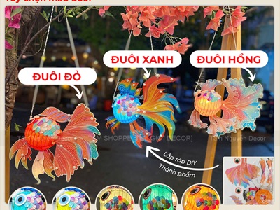 Lồng đèn cá chép DIY tự lắp ráp 3 màu siêu xinh [Loại 01 - nhiều phụ kiện] LDEN-GIAY-11