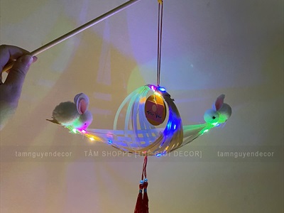 Lồng đèn mây tre con thỏ - đầu lân có đèn Led [Đủ màu - đủ kiểu] LDEN-TRE-02