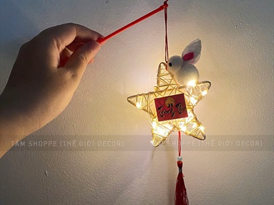 Lồng đèn mây tre con thỏ - đầu lân có đèn Led [Đủ màu - đủ kiểu] LDEN-TRE-02