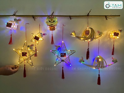 Lồng đèn mây tre con thỏ - đầu lân có đèn Led [Đủ màu - đủ kiểu] LDEN-TRE-02
