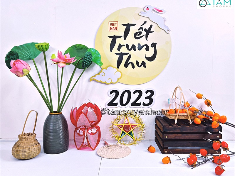 Góc nhỏ Trung thu Trăng và Sen cho văn phòng [2023 - Bởi Tâm Nguyễn Decor] CC-TRUNGTHU-2303