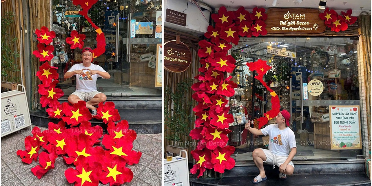 Hoa cờ Việt Nam decor đại lễ 30 tháng 04