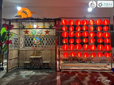 Thi công Trung thu concept "Nhà tranh dưới ánh trăng" tại Nhà Triển lãm Tân Bình [2025 - Tâm Nguyễn Decor] CC-TRUNGTHU-2508