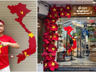 Cổng hoa cờ và bản đồ Việt Nam - Toàn vẹn lãnh thổ [2026 - Tâm Nguyễn Decor] CC-KHAC-11