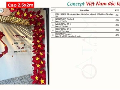 Cổng hoa cờ và bản đồ Việt Nam - Toàn vẹn lãnh thổ [2026 - Tâm Nguyễn Decor] CC-KHAC-11