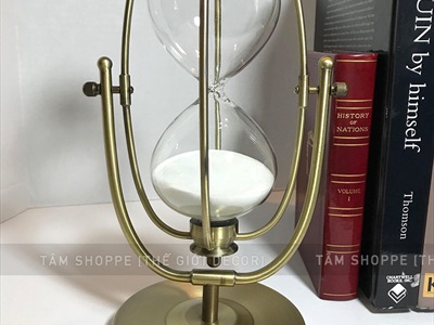 Đồng hồ cát kim loại hình trái bí giả cổ [15 phút - hàng đẹp] DONGHO-06