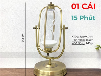 Đồng hồ cát kim loại hình trái bí giả cổ [15 phút - hàng đẹp] DONGHO-06