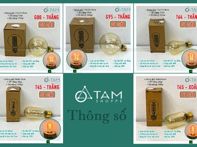 Bóng đèn sợi tóc Edison decor Vintage [Vàng ấm - Nhiều kiểu] BONGDEN-03