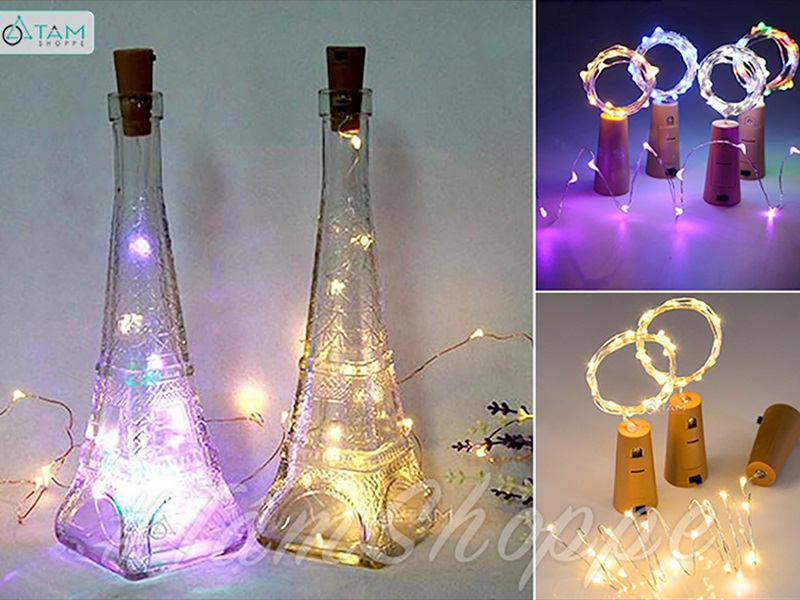 Dây đèn led đom đóm nút chai decor [2m 20Led - Sẵn pin] DAYDEN-16