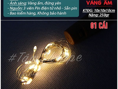 Dây đèn led đom đóm nút chai decor [2m 20Led - Sẵn pin] DAYDEN-16