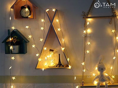 Dây đèn led ngôi sao nhí chấm nhỏ [Vàng ấm- Pin/Điện] DAYDEN-12