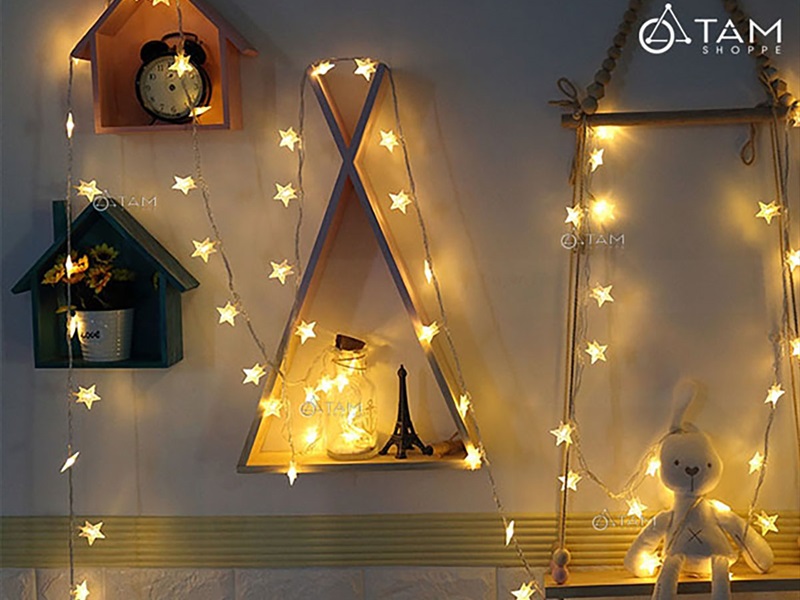 Dây đèn led ngôi sao nhí chấm nhỏ [Vàng ấm- Pin/Điện] DAYDEN-12