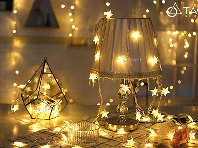 Dây đèn led ngôi sao nhí chấm nhỏ [Vàng ấm- Pin/Điện] DAYDEN-12