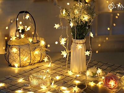 Dây đèn led ngôi sao nhí chấm nhỏ [Vàng ấm- Pin/Điện] DAYDEN-12