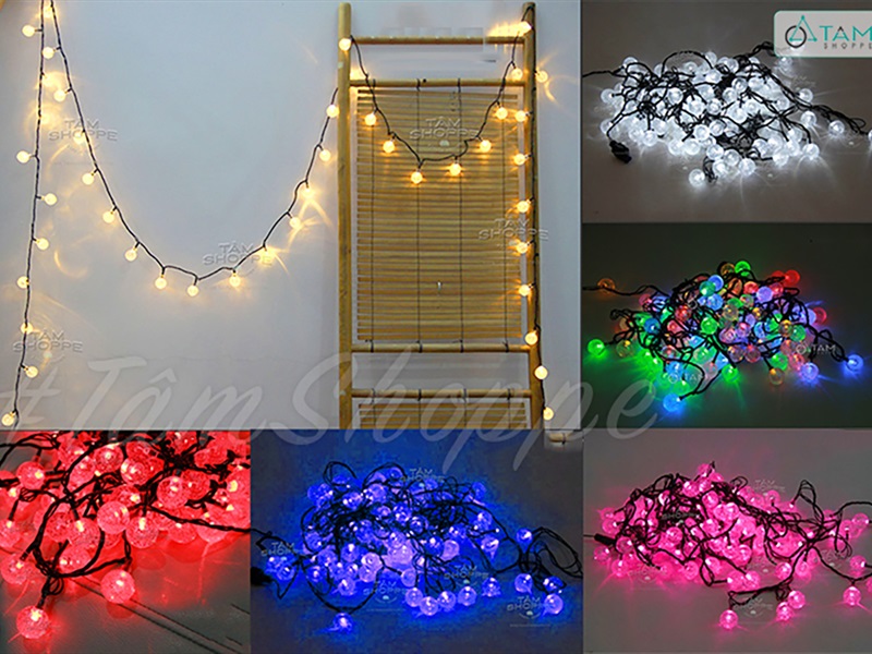 Dây đèn led trái bi bọt nước bi nhỏ 2.5cm [Nhiều màu/ Dài 4-10m] DAYDEN-09