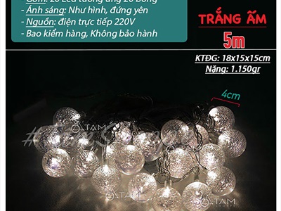 Dây đèn led trái bi bọt nước bi lớn 4cm [Nhiều màu/ Dài 5m] DAYDEN-10