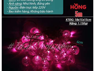 Dây đèn led trái bi bọt nước bi lớn 4cm [Nhiều màu/ Dài 5m] DAYDEN-10