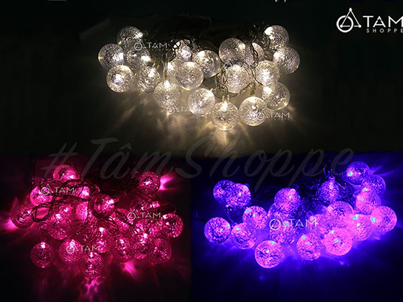 Dây đèn led trái bi bọt nước bi lớn 4cm [Nhiều màu/ Dài 5m] DAYDEN-10