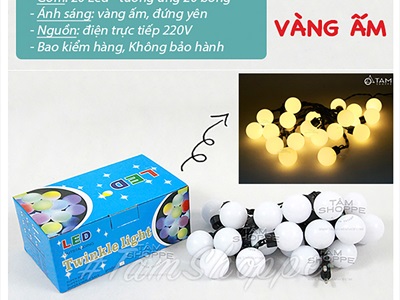 Dây đèn led trái chanh nhựa đục [4m 20bóng- Điện] DAYDEN-13