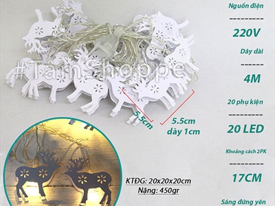Dây đèn led tuần lộc kim loại trắng [4m 20Led - Điện] DAYDEN-22