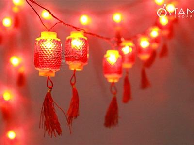 Dây đèn lồng Tết màu đỏ phát sáng [Nhiều kiểu - Điện] DAYDEN-26