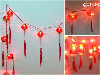 Dây đèn lồng Tết màu đỏ phát sáng [Nhiều kiểu - Điện] DAYDEN-26