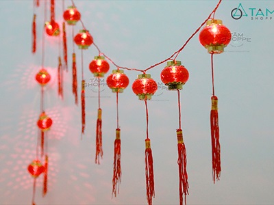Dây đèn lồng Tết màu đỏ phát sáng [Nhiều kiểu - Điện] DAYDEN-26
