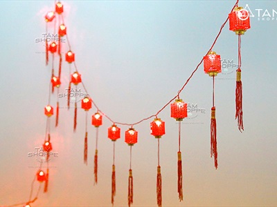 Dây đèn lồng Tết màu đỏ phát sáng [Nhiều kiểu - Điện] DAYDEN-26