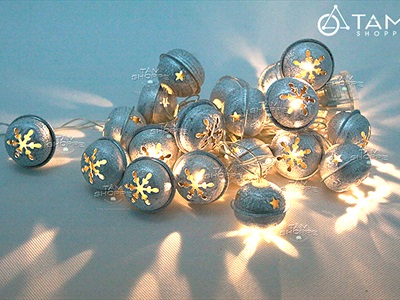 Dây đèn led lục lạc kim loại xi màu bạc [3m 20Led - Điện] DAYDEN-21