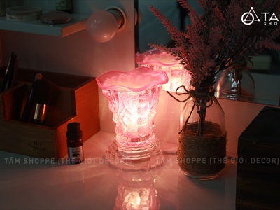 COMBO: 01 đèn xông tinh dầu điện thủy tinh + 01 tinh dầu 10ml [Tặng bóng đèn] DXTDD-COMBO-01