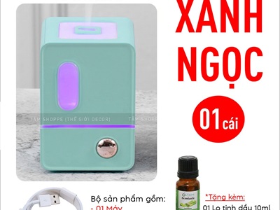 Máy khuếch tán tinh dầu tủ vuông màu pastel [Cáp USB -Tặng tinh dầu] MKTTD-29