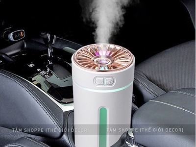 Máy phun sương tạo ẩm cốc ánh kim để xe ô tô bàn làm việc [Cáp USB - Tặng thêm đầu lọc] MAYTAOAM-02