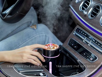 Máy phun sương tạo ẩm cốc ánh kim để xe ô tô bàn làm việc [Cáp USB - Tặng thêm đầu lọc] MAYTAOAM-02