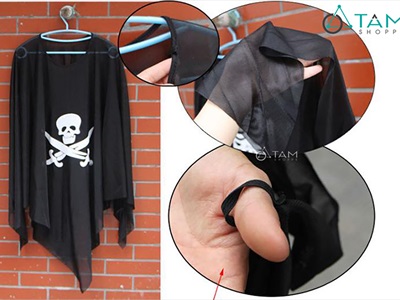 Áo choàng Halloween in hình bộ xương - đầu lâu trắng đen [Mỏng mềm - Size 70/120cm] AOCHOANG-01