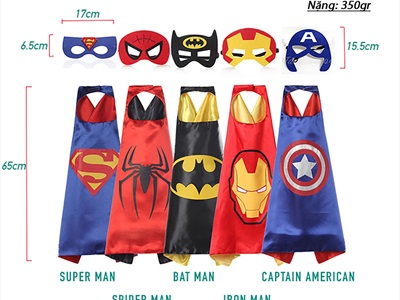 Set áo choàng + mặt nạ nỉ hoá trang siêu anh hùng cho bé [Vải 2 lớp - Nhiều kiểu] SPKHT-HLW-03