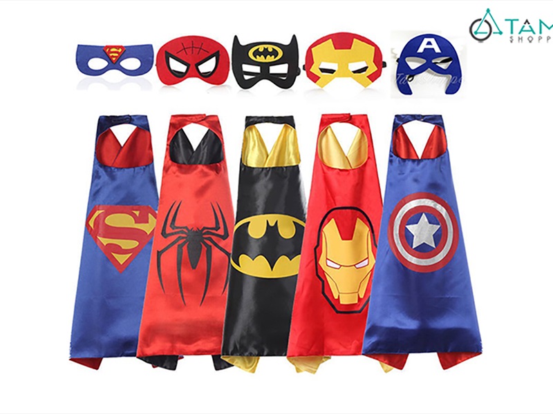 Set áo choàng + mặt nạ nỉ hoá trang siêu anh hùng cho bé [Vải 2 lớp - Nhiều kiểu] SPKHT-HLW-03