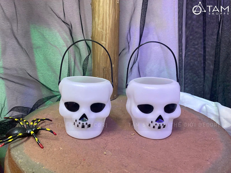 Giỏ xin kẹo Halloween đầu lâu nhí 6cm [Nhỏ nhắn - Làm phụ kiện] XINKEO-04
