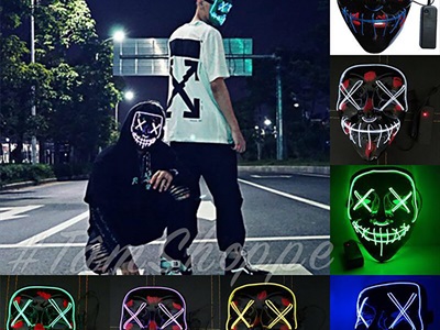 Mặt nạ đèn led EL Hiphop trình diễn [Dây dài 1m2/ Nhiều kiểu] MATNA-139