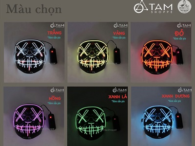 Mặt nạ đèn led EL Hiphop trình diễn [Dây dài 1m2/ Nhiều kiểu] MATNA-139