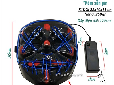 Mặt nạ đèn led EL Hiphop trình diễn [Dây dài 1m2/ Nhiều kiểu] MATNA-139