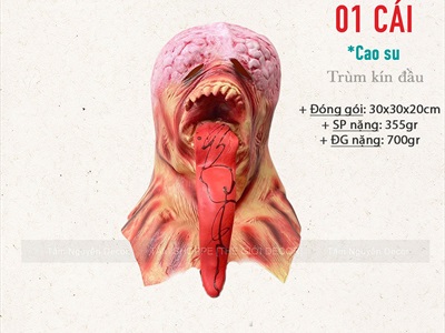 Mặt nạ quái vật Licker đầu não lưỡi dài kinh dị [Cao su/ Kín đầu cổ] MATNA-145