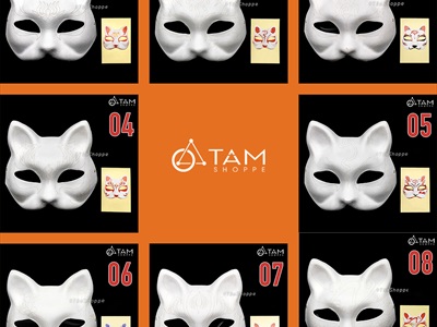 Mặt nạ nửa mặt mèo Nhật tự vẽ màu [Nửa mặt trên - Ngẫu nhiên kiểu] MATNA-133