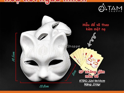 Mặt nạ nửa mặt mèo Nhật tự vẽ màu [Nửa mặt trên - Ngẫu nhiên kiểu] MATNA-133