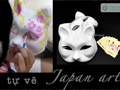 Mặt nạ nửa mặt mèo Nhật tự vẽ màu [Nửa mặt trên - Ngẫu nhiên kiểu] MATNA-133